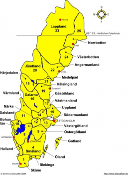 Provinzenkarte Schweden (kostenlos)