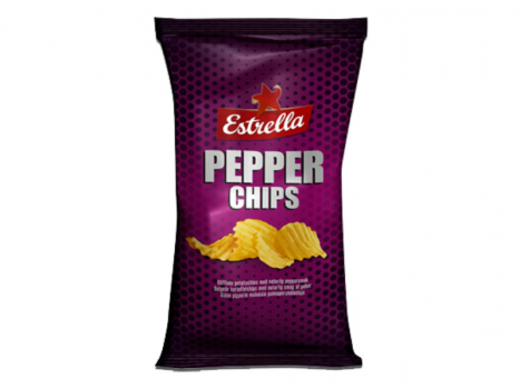 Estrella Pepparchips, 275g, Hier finden Sie einen leistungsstarken, salzig pfeffrigen Geschmack von schöner Intensität, diese Chips beißen im Mund zurück.