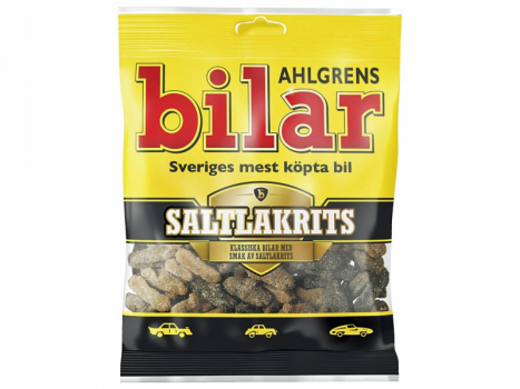 Bilar Saltlakrits 100g, die beliebten schwedischen Gummiautos aus salziger Lakritze.