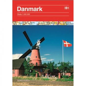Danmark vägkarta,  Lätthanterlig och tydlig karta som innehåller väginformation. Teckenförklaring på flera språk.
