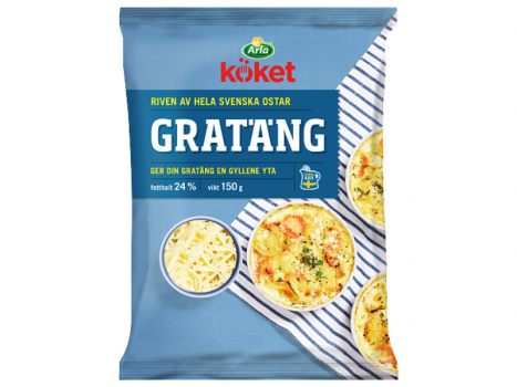 Arla Köket Riven ost Gratäng 24% 150g, Arla Köket Gratäng ist besonders für Aufläufe geeignet.