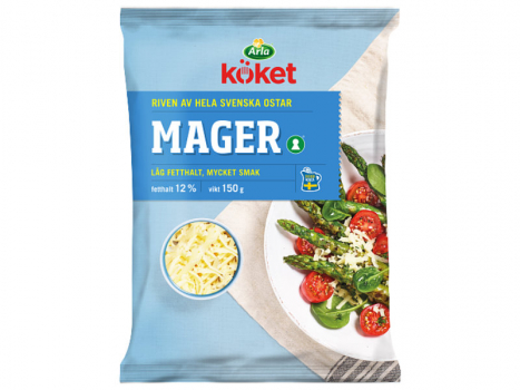 Arla Köket Riven ost Mager 12% 150g, Arla Köket riven ost mager ist eine Mischung aus ausgewählten schwedischen Käse, einschließlich Billinge.