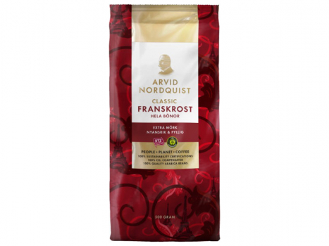 Arvid Nordquist Classic Bryggkaffe Franskrost h B 500g, Ganze Bohnen, ein Filterkaffee mit einem Duft von dunkler Schokolade.