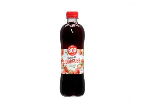 BOB Blandsaft Jordgubb-Sirup, 500ml, Jordgubbblandsaft, die Mischung ergibt 7 Liter Getränk aus 1 Liter Sirup.