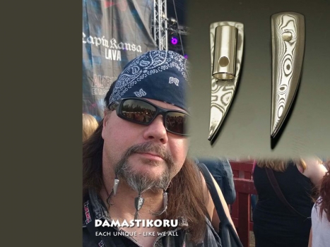 Damastikoru Beard Jewelry Wolf Tooth, Damascus steel, Ein feines Geschenk für Männer, auch als Vatertagsgeschenk.