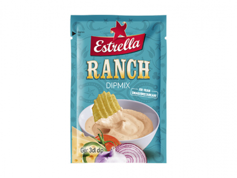 Estrella Dipmix Ranch, 24g, Dipmix mit mildem Tomaten, Zwiebeln und Knoblaucharoma.