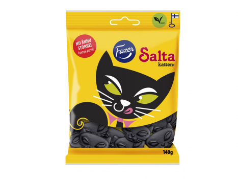 Fazer Salta Katten, 24x140g, Fazer Salta Katten​ ist ein finnisches Salmiaklakritz.