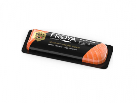 Fröya Laxfilé loins 180g, Der Lachs wird von Hand sortiert und geschnitten und nur die besten der Haut- und Grätenfreien Stücke werden zu Frøya-Lachsrücken verarbeitet.