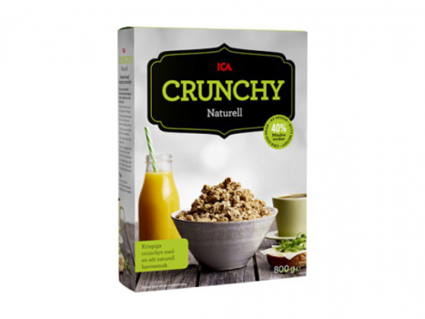 ICA Crunchy naturell 800g, ICA Crunchy naturell, enthalten 40% wenigr Zucker.