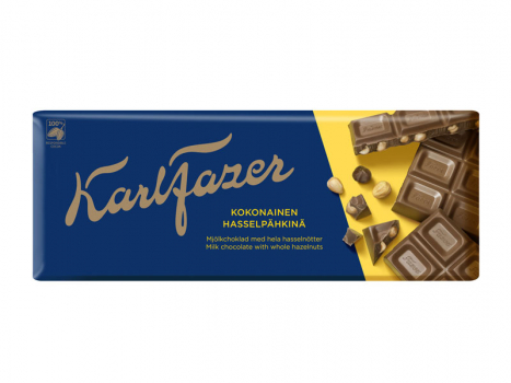 Karl Fazer Milk Chocolate Whole hazelnuts, 19x200g, Karl Fazer Milk Chocolate Whole hazelnuts​ ist eine raffinierte Kombination aus ganzen Haselnüssen und zarter Vollmilchschokolade.