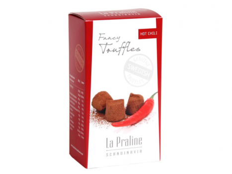 La Praline Konfekt Chili, 20 x 100g, La Praline Konfekt Chili kommen aus Schweden und ist ein feines Konfekt mit einer deutlichen Chilischärfe die von der samtigen Schokolade angenehm umspielt wird.