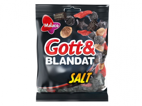 Malaco Gott & Blandat Salt, 36x150g, Malaco Gott & Blandat, 36 x 150g​​ sind eine Mischung aus salzigen Süßigkeiten in unterschiedlicher Form und Konsistenz.