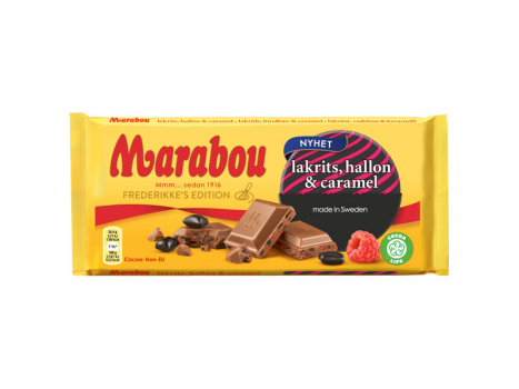 Marabou Lakrits, Hallon & Caramel, 17x185g, Schokolade mit fruchtigen Himbeerstückchen, Lakritz und und einer Karamell-Note - mehr Geschmack geht nicht.