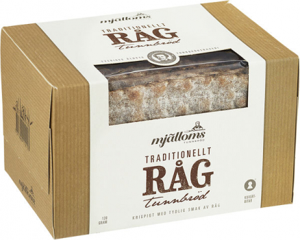 Mjälloms Råg Tunnbröd 120g, Das Roggenbrot ist ein rustikales Brot, das aus Vollkornmehl aus Roggen und Weizen gebacken wird.