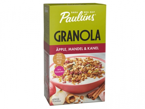 Pauluns Granola Äpple, Mandel & Kanel 450g, Gutes Essen ist ein solches, wenn es sowohl gut schmeckt, als auch gut für den Körper ist.