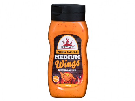 Poppamies Wing sauce Medium 12 x 340g, Poppamies Wing sauce Medium​ ist eine köstlich reichhaltige Wing Sauce.