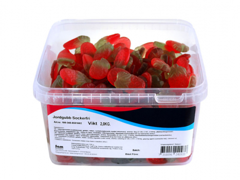 Sam Erdbeeren Weingummi zuckerfrei, 2000g, Sam Erdbeeren Weingummi zuckerfrei​ sind zuckerfreie, köstliche Weingummiebeeren.