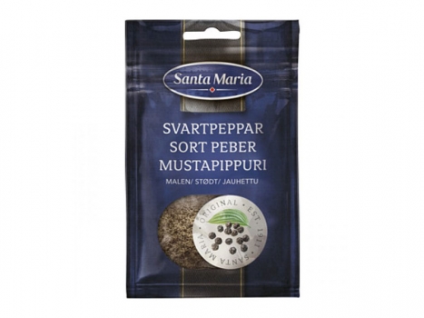 Santa Maria, Svartpeppar malen 20g, Inhalt: Salz, Schwarzer Pfeffer ist eines der Gewürze, die weltweit am meisten gehandelt werden.