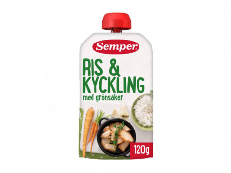 Semper Ris & Kyckling med Grönsaker 6 månader, 120g