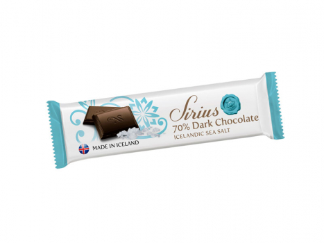 Sirius Schokoriegel mit Meersalz 70% Kakao, 18x25g, Sirius Schokoriegel mit Meersalz 70% Kakao aus Island ist ein Schokoladenriegel aus kräftiger, dunkler Schokolade.