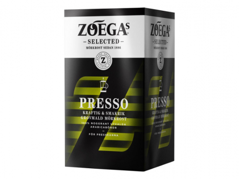Zoegas Presso 450g, Presso ist ein Favorit in der Presse für die Presskanne und den Perkolator.