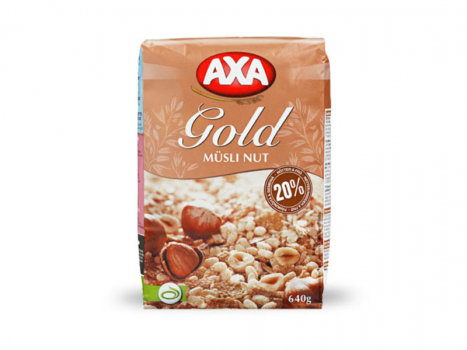 AXA Gold Müsli Nuss 640g, Eine knusprige Mischung aus Corn Flakes und Hafer Puffs.