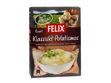 Felix Klassiskt potatismos 6 portioner, 220g, Ein klassikes Kartoffelpüree mit Kartoffeln aus Skåne mit etwa 15 Kartoffeln.