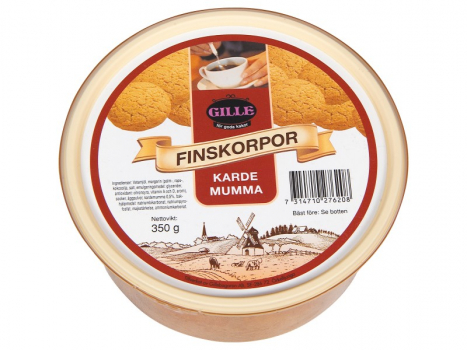 Gille Finskorpor Kardamom 350g, Kleine, runde, süße und köstliche Finskorpa mit dem Geschmack und dem Aroma von Kardamom.