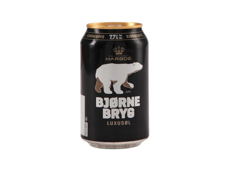 Harboe Bjørne Bryg 7,7% 24x330ml, Harboe Bjørnebryg ist ein starkes Bier mit einer dunkelgoldenen Farbe.
