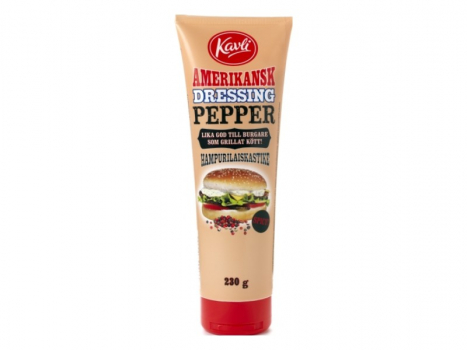 Kavli Amerikansk Dressing Pepper 230g, Amerikansk dressing Pepper ist gleichermaßen gut für Burger und gegrilltem Fleisch.