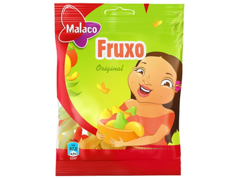 Malaco Fruxo, 80g, Fruxos sind, wie der Name schon sagt, Bonbons mit Aromen von Früchten.