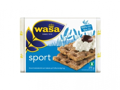 Wasa Sport, ca. 275g, Wasasport ist ein dickes und rauhes Knäckebrot, aus Vollkorn gebacken. Zusätzlich hat es Roggenkleie.
