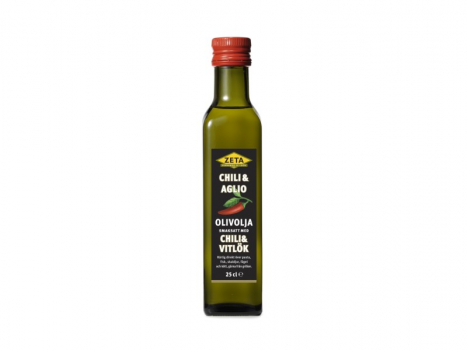 Zeta, Olivolja Chili & Vitlök 250ml, Olivenöl Chili & Knoblauch ist ein Kombination von einem hochwertigen Olivenöl und pfeffrigen Aromen von Chili und Knoblauch.