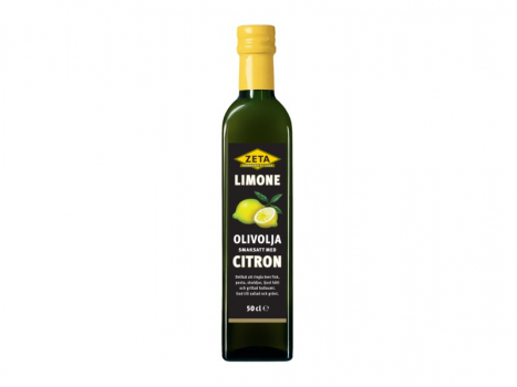 Zeta, Olivolja Citron 500ml, Ein Extra Virgin Olivenöl mit großer Frische und dem unverwechselbaren Aroma von Zitrusfrüchten.