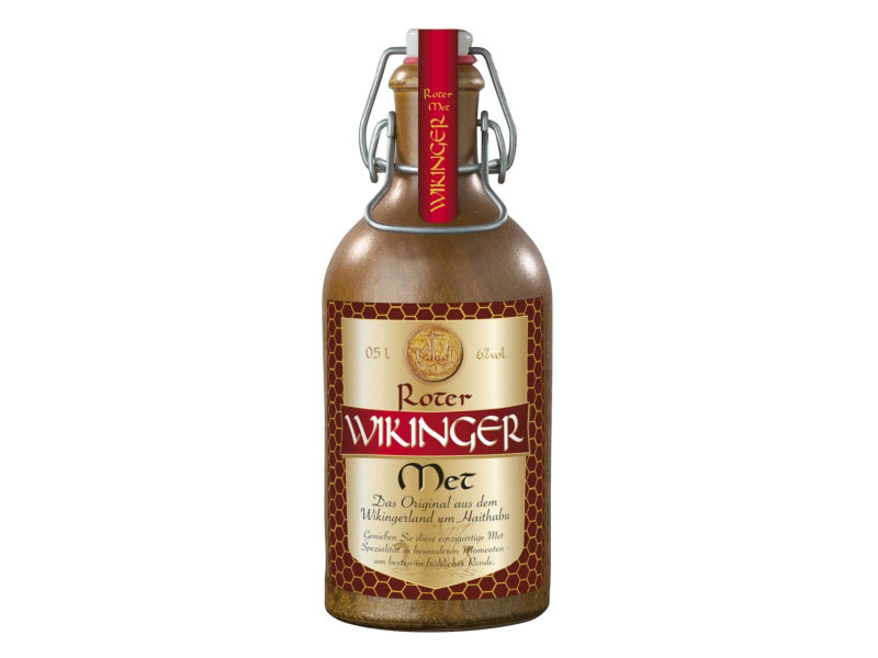 Wikinger Met Kirsche, 500ml, 6%vol., Met, wie ihn die Wikinger bereits getrunken haben, hier mit Kirschasft verfeinert.