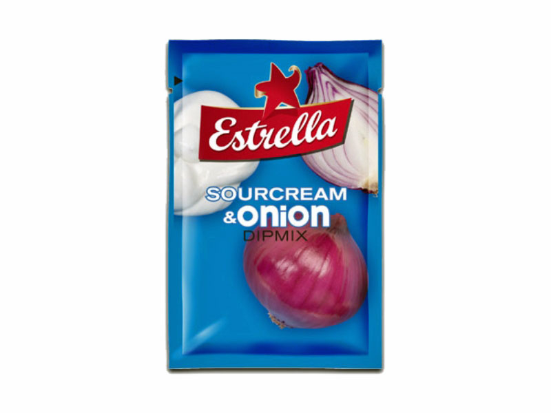 Estrella Sourcream & Onion-Dip, 24g, Dipmix mit dem Geschmack von Sauerrahm und Zwiebeln.