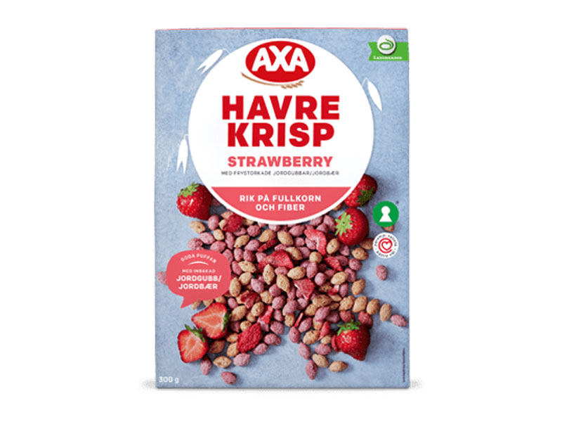 AXA Havre Krisp Jordgubb 300g, Hafer Crisp sind köstliche Hafercrispies mit Erdbeergeschmack.