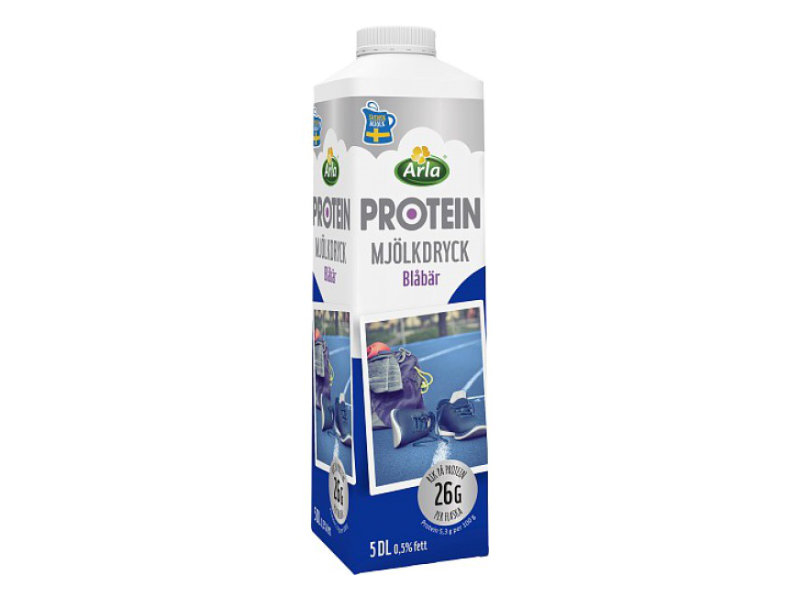 Arla® Protein Mjölkdryck Blåbär, 500ml, Eiweißreiches Milchgetränk aus schwedischer Milch mit Blaubeeren.