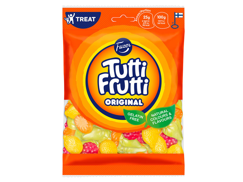 Fazer Tutti Frutti Original, 21x180g, Tutti Frutti Original ist ein fröhliches Sortiment fruchtiger Geschmacksrichtungen.