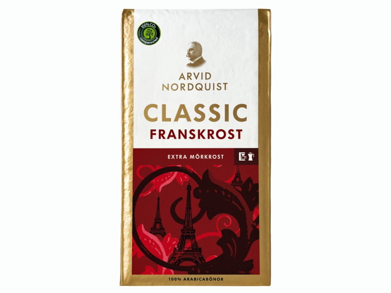 Arvid Nordquist Classic Bryggkaffe Franskrost 500g, Ein Filterkaffee mit einem Duft von dunkler Schokolade.