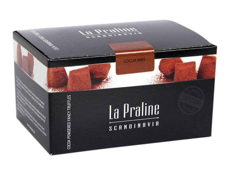 La Praline Konfekt Kakaosplitter kommt aus Schweden und ist ein feines Schokoladenkonfekt mit einem kräftigen Schokogeschmack und knackigen Schokosplittern