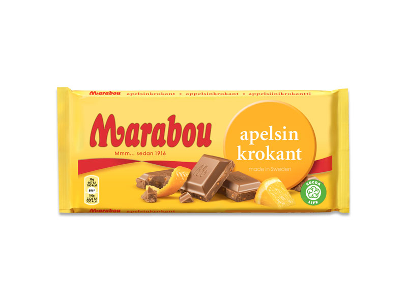 Marabou Apfelsin-Krokant, 18x200g, Marabou Apfelsin-Krokant ist einer der Schokoladenklassiker von Marabou.