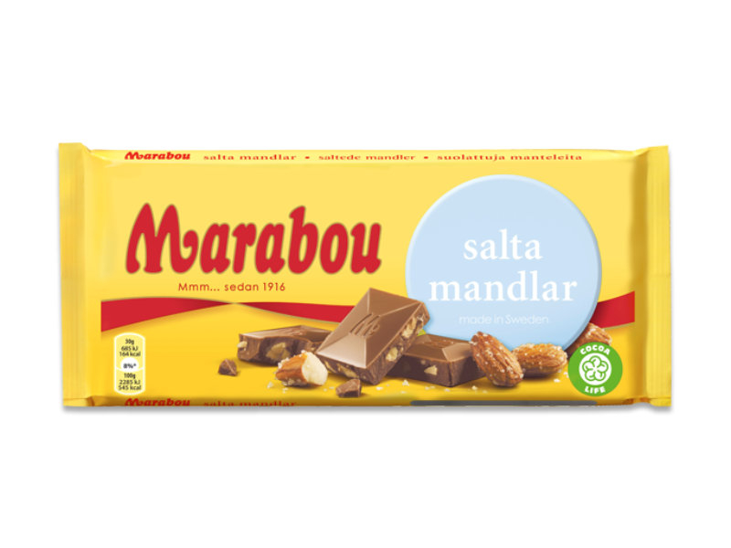 Marabou Salta Mandlar, 200g, Klassische Marabou Milchschokolade in einer spannenden Begegnung mit zerkleinerten, karamellisierten Mandeln.