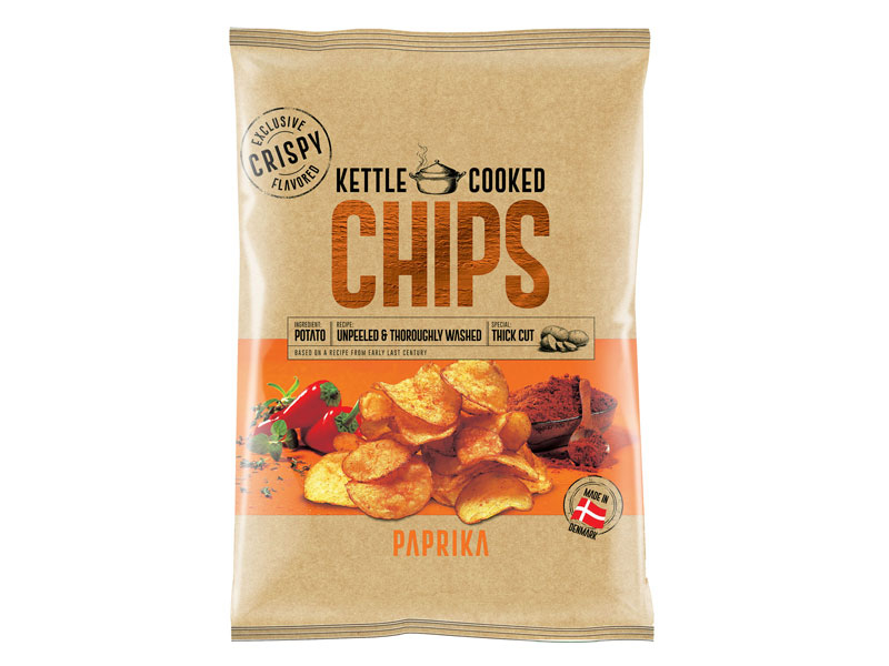OK Snacks Kettle Chips PAPRIKA, 15 x 150g, OK Snacks Kettle Chips PAPRIKA​ sind Kartoffelchips mit einem richtig herzhaften Geschmack von rotem Paprika.