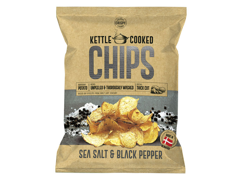 OK Snacks Kettle Chips SEASALT & BLACK PEPPER, 15 x 150g, OK Snacks Kettle Chips SEASALT & BLACK PEPPER​ sind Kartoffelchips mit einem schönen, pfeffrigen Kartoffel-Geschmack und einer schönen Brise Meersalz.