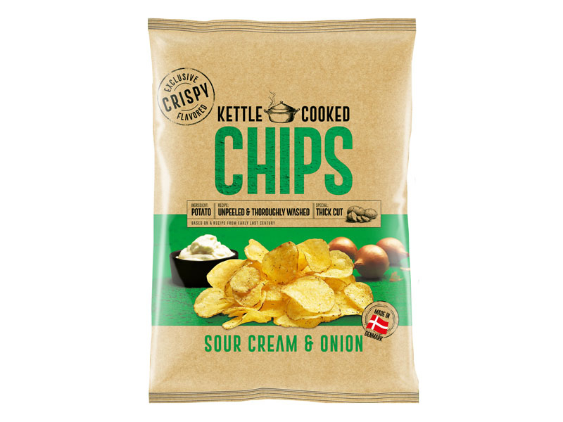 OK Snacks Kettle Chips SOUR CREME & ONION, 15 x 150g, OK Snacks Kettle Chips SOUR CREME & ONION​ sind Kartoffelchips mit einem schönen frischen Geschmack von Sour Creme und herzhaften Zwiebeln.