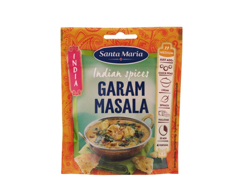 Santa Maria Indian Spices Garam Masala 33g, Garam Masala ist eine trendige, mittelstarke, indische Gewürzmischung mit Kardamom, Nelken und Zimt.