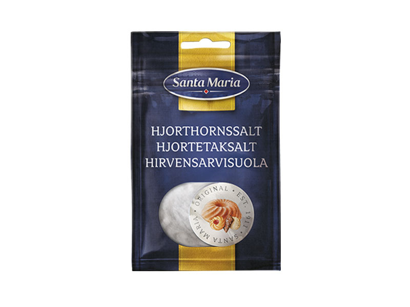 Santa Maria Hjorthornssalt 37g, Hirschhornsalz (E503) wird künstlich hergestellt und als Treibmittel z.B. in Keksen verwendet.