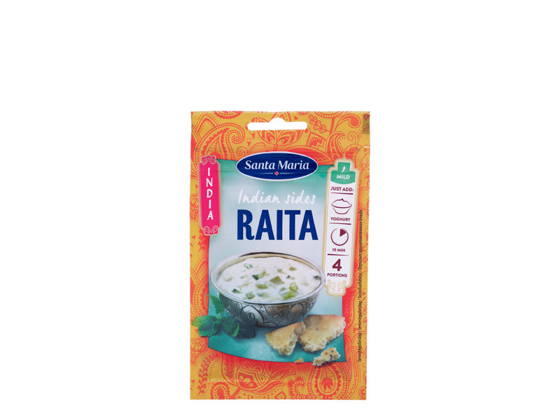 Santa Maria Indian Spices Raita 8g, Raita ist eine kalte Joghurt-Sauce die als Beilage zu indischen Gerichten serviert wird.