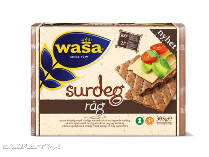 Wasa Surdeg Råg, ca. 305g, Wasa Surdeg Råg ist ein dünnes und besonders knuspriges Knäckebrot mit dem kleinen Extra.